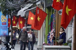 Hanoi Decorated With Red Flags For Celebration of Communist Party of Vietnam